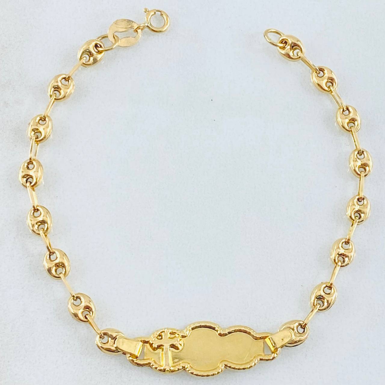 Pulso Bebé GC Placa Nube Cruz 1.85gr / 14.5cm / 3.6mm Oro Amarillo 18K