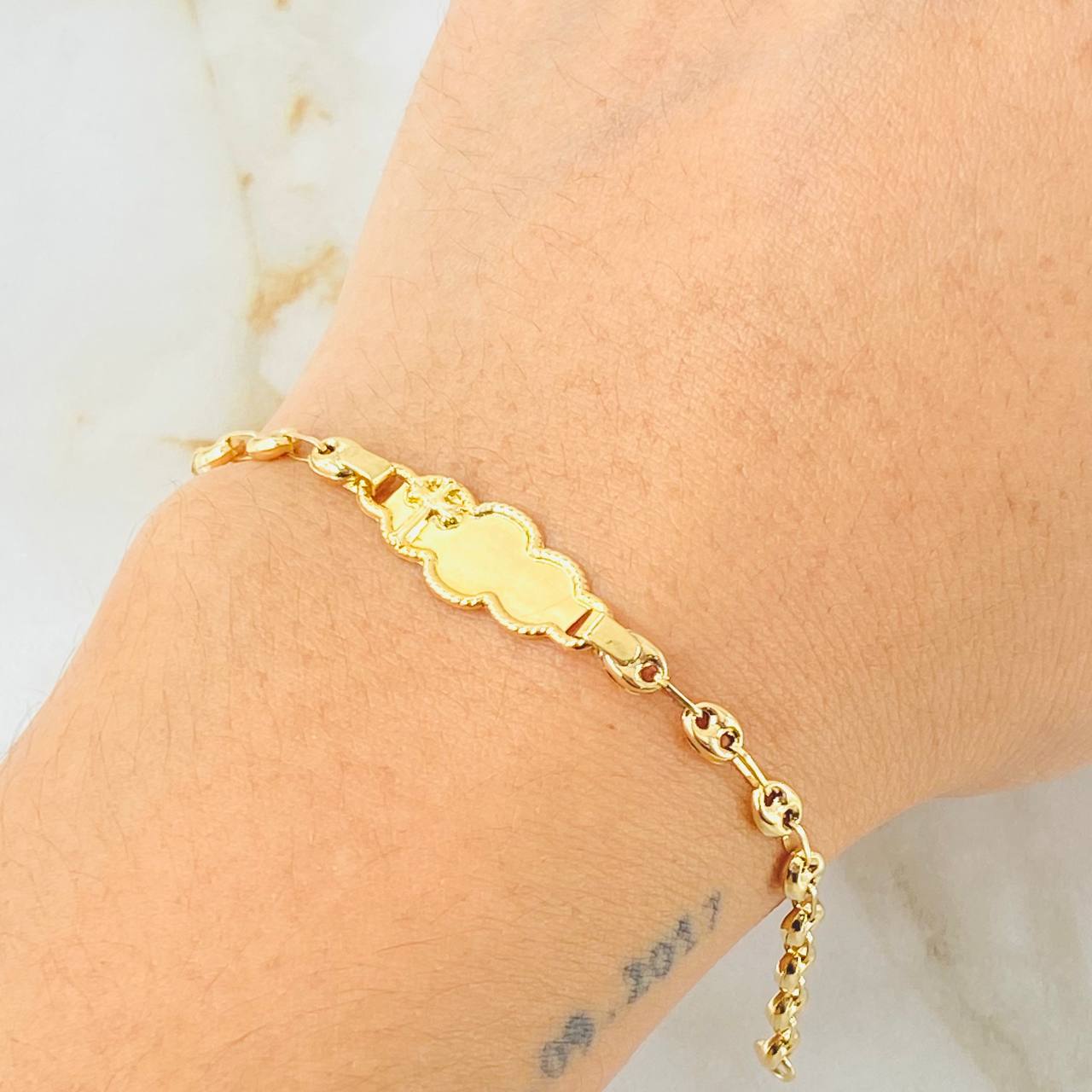 Pulso Gc Placa Nube Cruz 1.9gr / 14cm / 3.6mm Oro Amarillo 18K ©