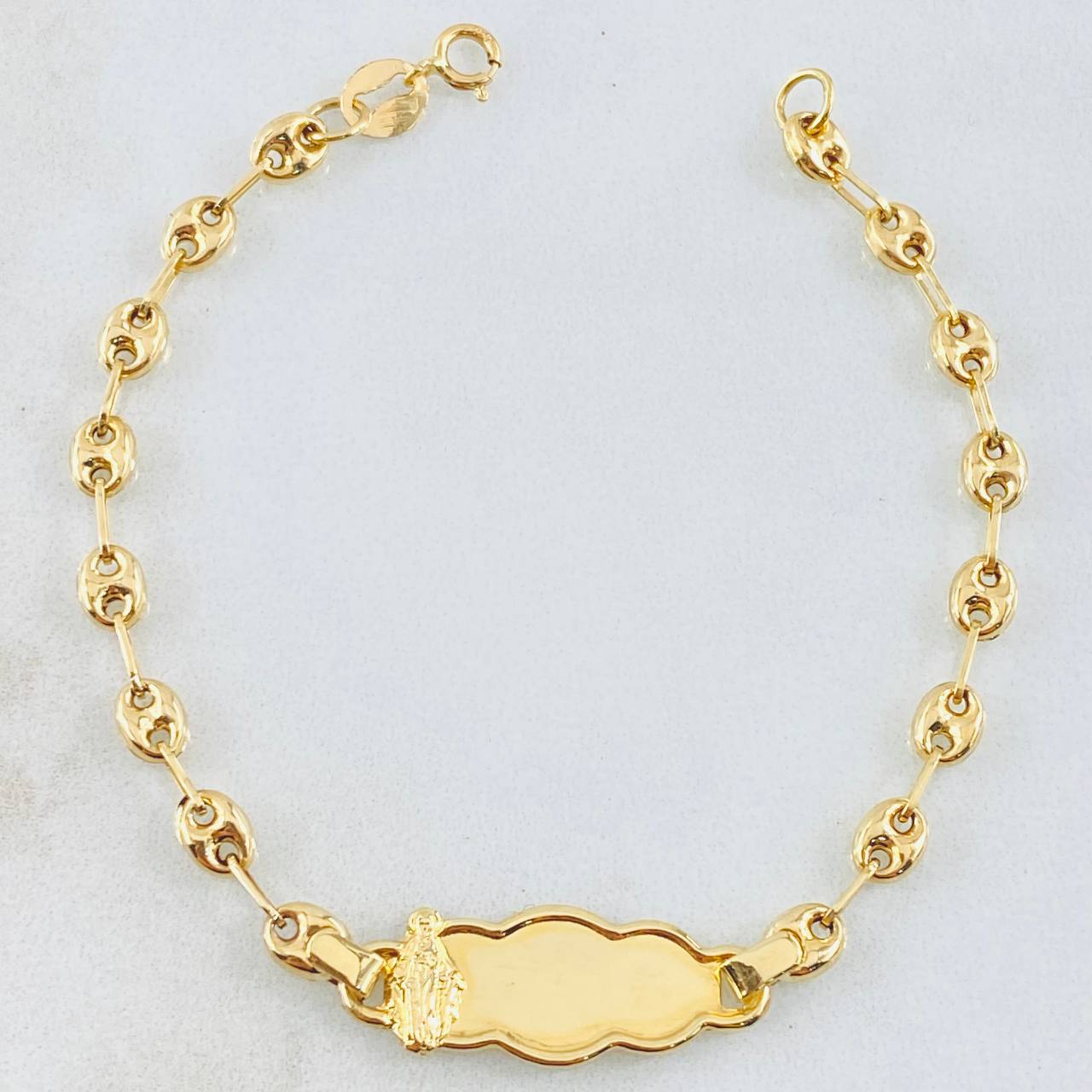 Pulso Bebé GC Placa Nube Virgen Milagrosa 1.85gr / 14.5cm / 3.6mm Oro Amarillo 18K ©