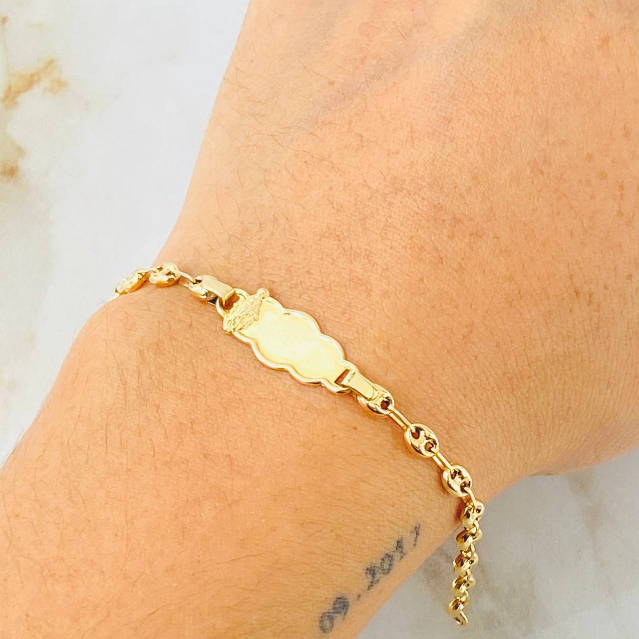 Pulso Bebé Gc Virgen Milagrosa Nube Bordeada 1.95gr / 14cm / 3.6mm Oro Amarillo 18K ©