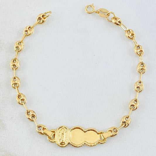 Pulso Bebé Gc Virgen Guadalupe Nube Bordeada 1.85gr / 14cm / 3.5mm Oro Amarillo 18K ©