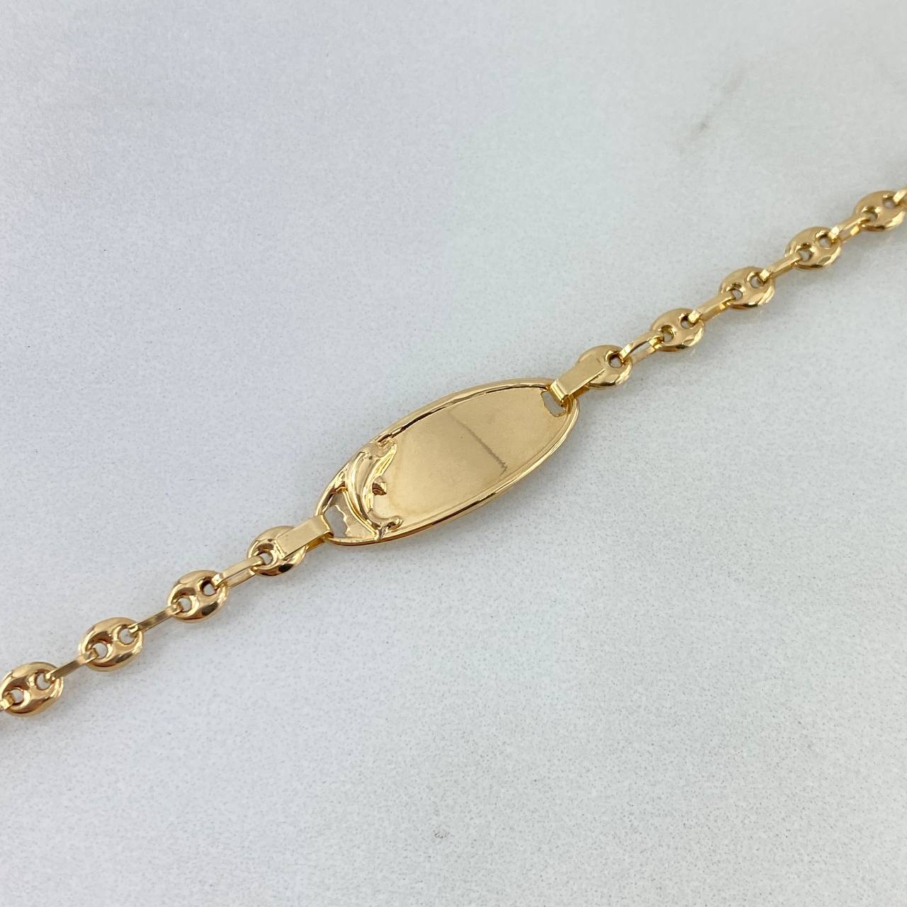 Pulso Bebé GC Placa Ovalada 1.7gr / 13cm / 3.3mm Delfin Oro Amarillo *