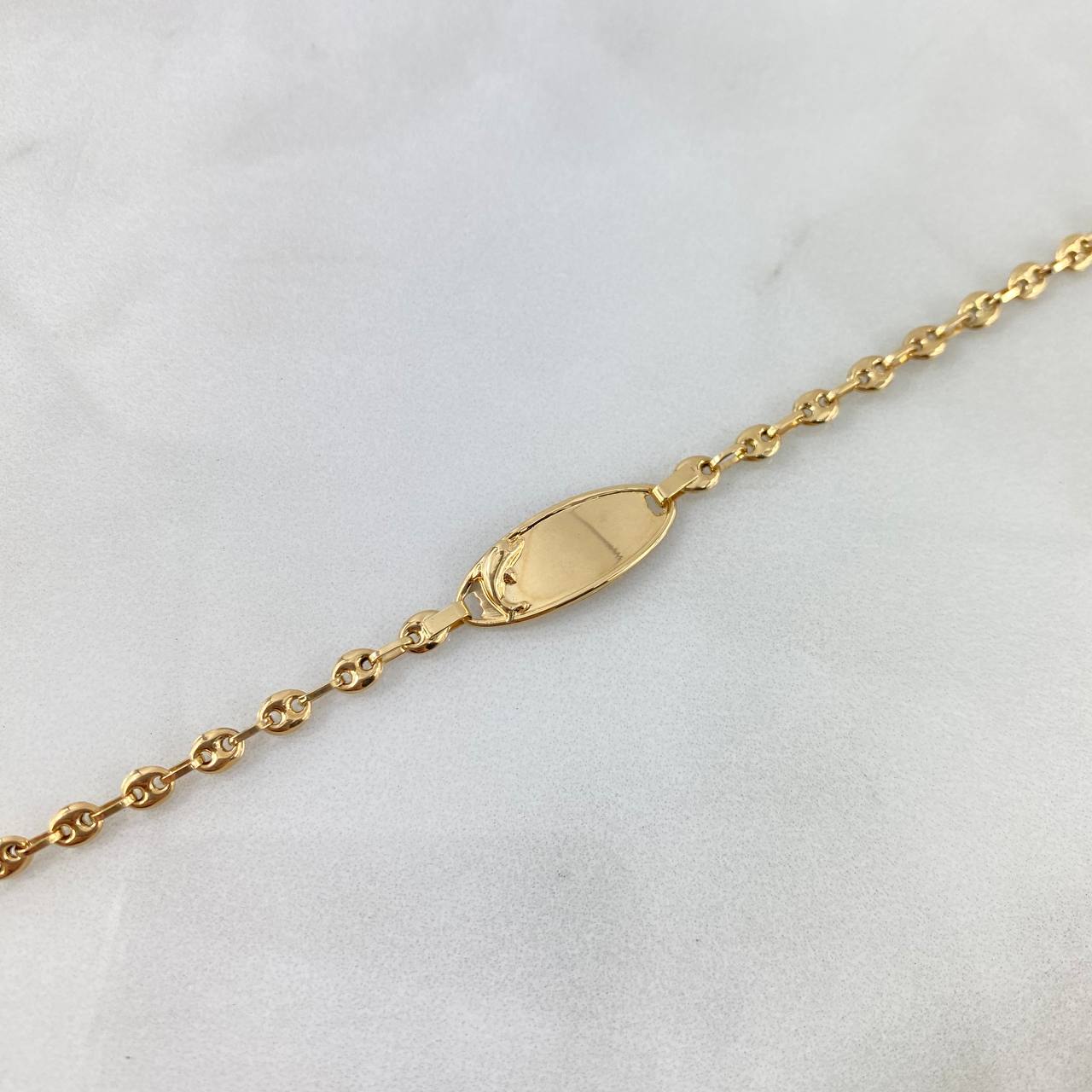Pulso Bebé GC Placa Ovalada 1.7gr / 13cm / 3.3mm Delfin Oro Amarillo *