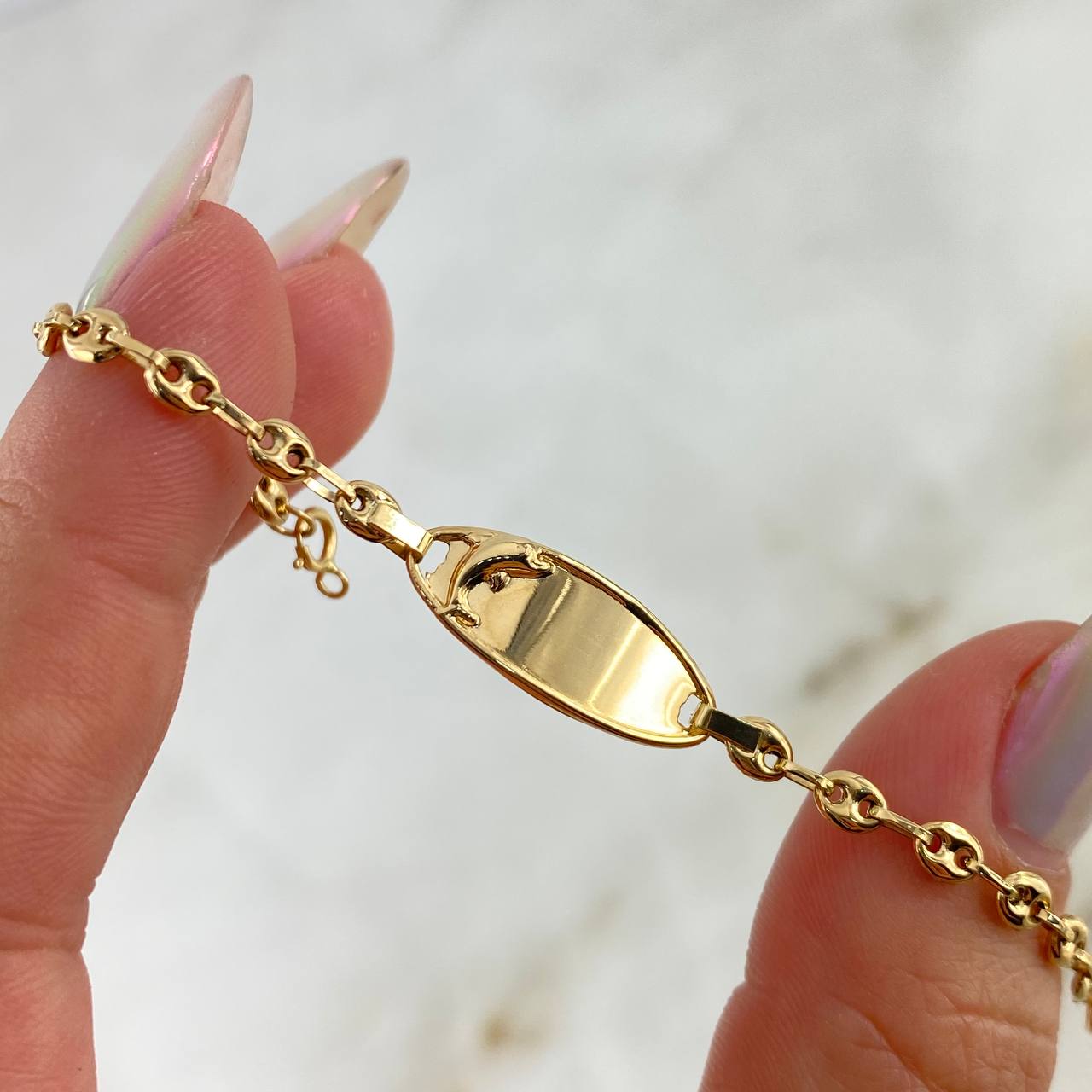 Pulso Bebé GC Placa Ovalada 1.7gr / 13cm / 3.3mm Delfin Oro Amarillo *