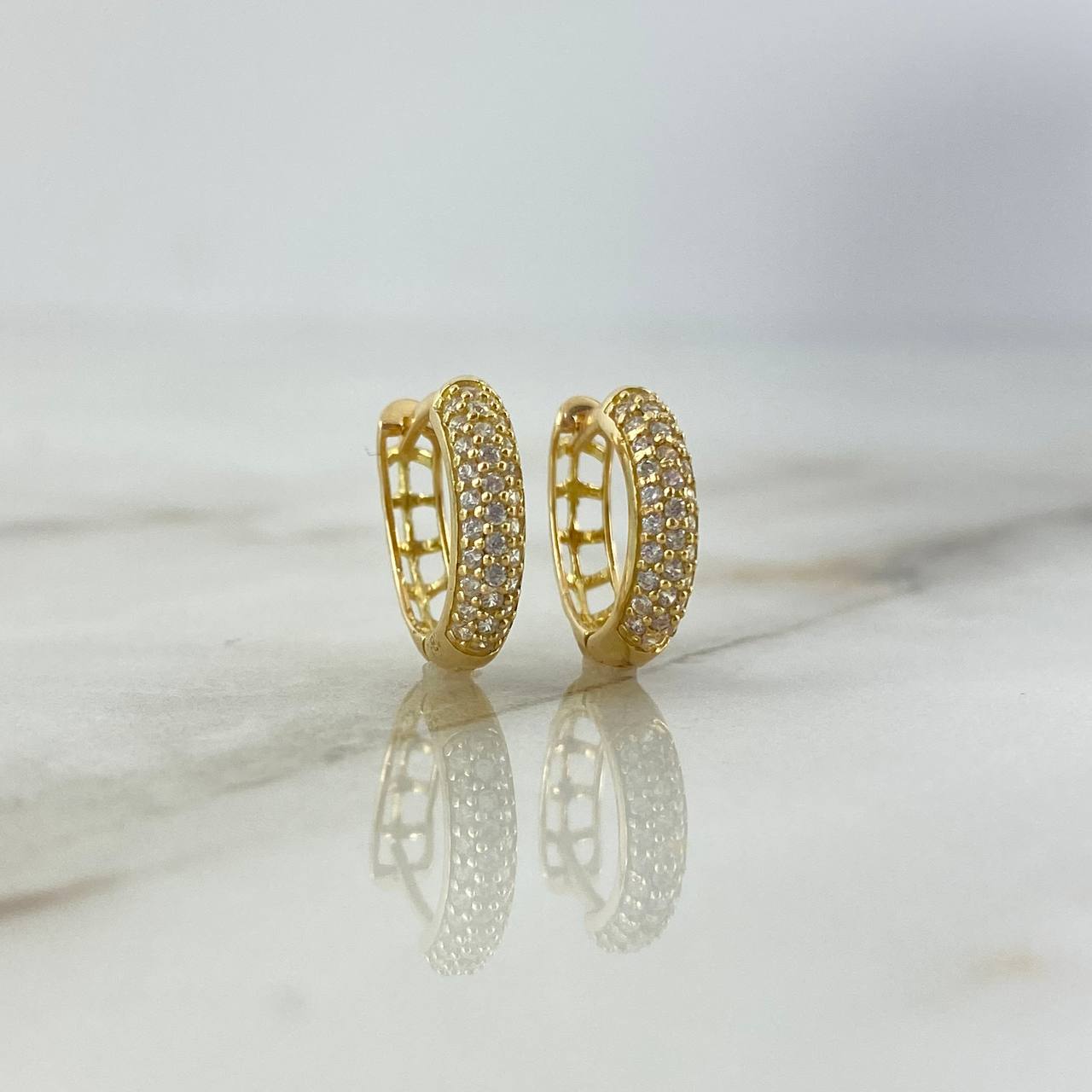 Candongas 2.15gr / 1.3cm / Filigrama Circones Blancos Oro Amarillo *