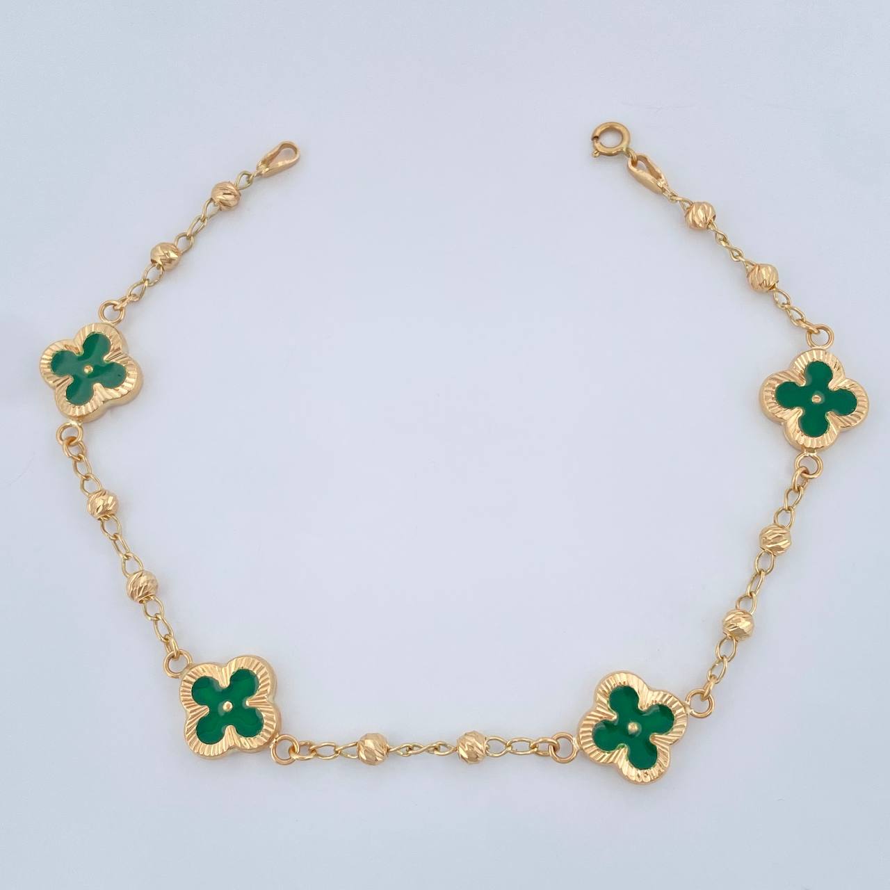 Pulso Trebol Militar 3.95gr / 18.5cm / 3mm Oro Amarillo 18K %
