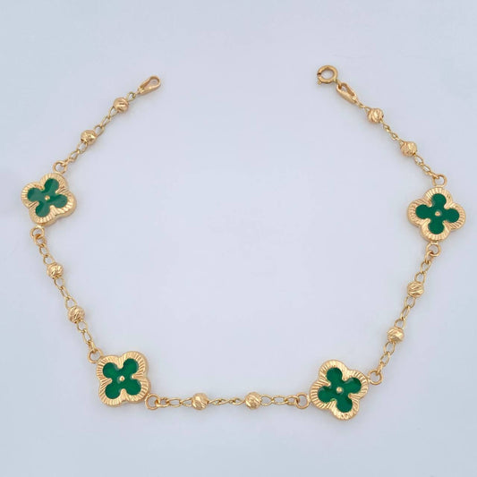 Pulso Trebol Militar 3.95gr / 18.5cm / 3mm Oro Amarillo 18K %