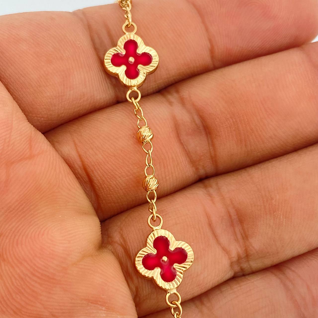 Pulso Trebol Militar 4.2gr / 18.5cm / 3mm Oro Amarillo 18K %