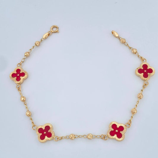 Pulso Trebol Militar 4.2gr / 18.5cm / 3mm Oro Amarillo 18K %