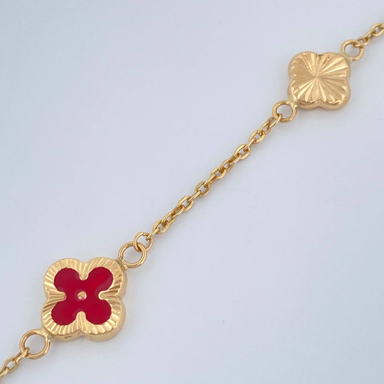 Pulso Trebol Aro Seguido 3.45gr / 19cm / 1mm Oro Amarillo 18K %