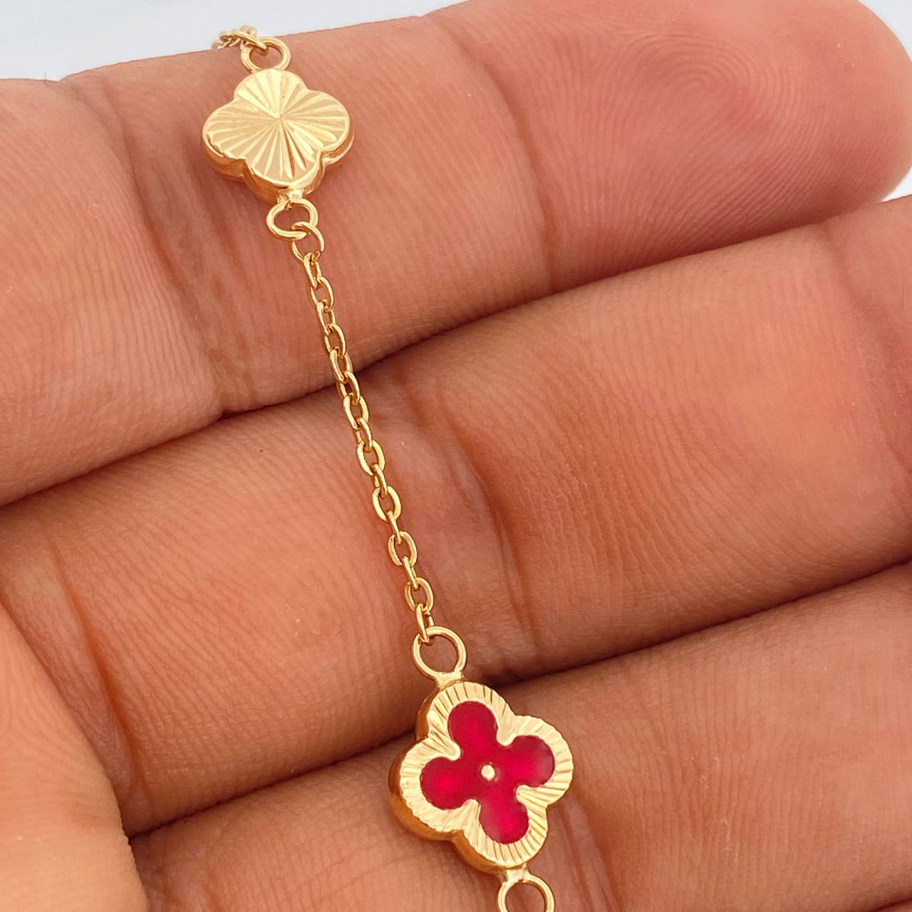 Pulso Trebol Aro Seguido 3.45gr / 19cm / 1mm Oro Amarillo 18K %
