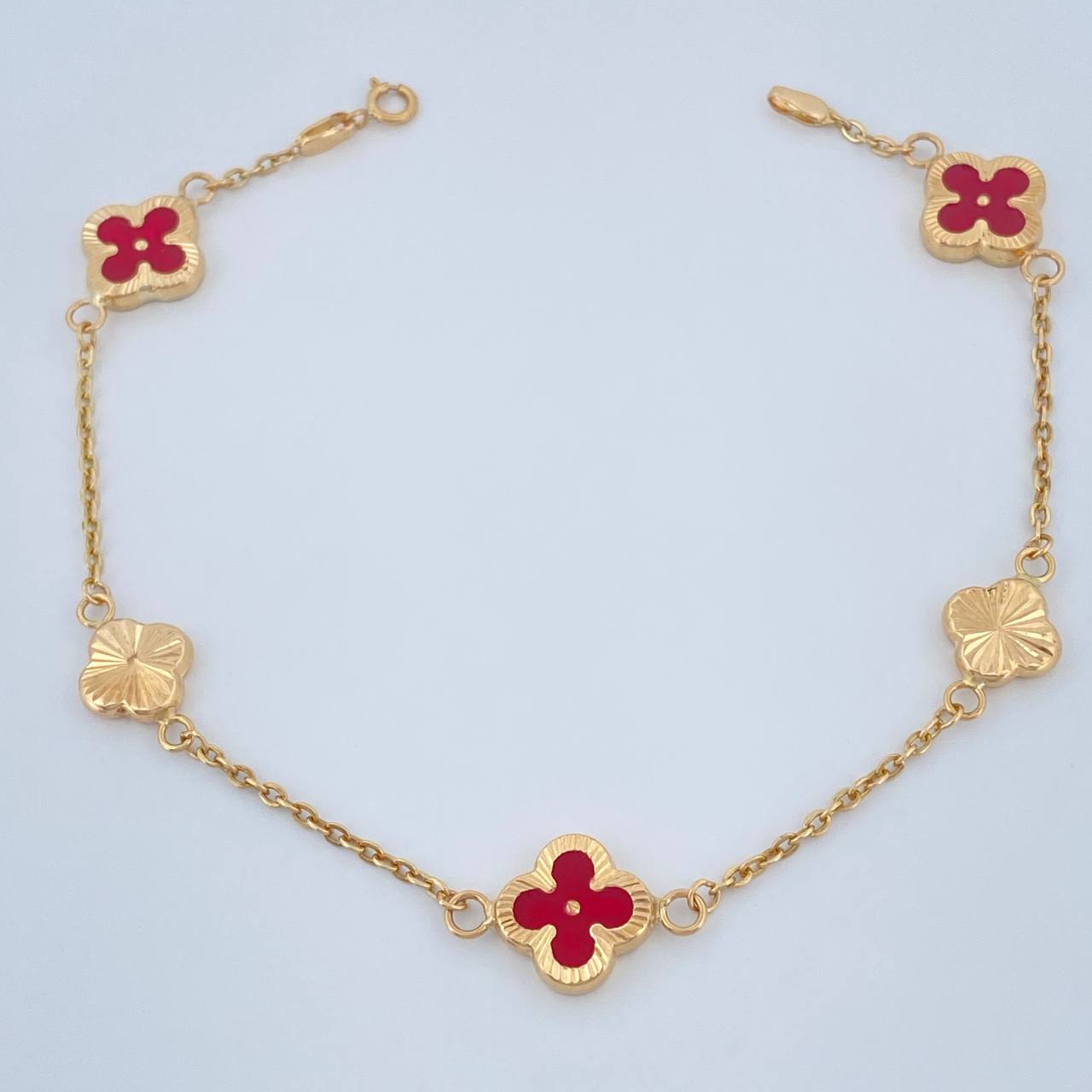 Pulso Trebol Aro Seguido 3.45gr / 19cm / 1mm Oro Amarillo 18K %