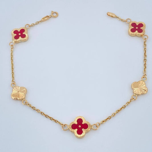 Pulso Trebol Aro Seguido 3.45gr / 19cm / 1mm Oro Amarillo 18K %