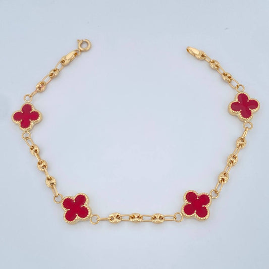 Pulso Trebol GC 4.25gr / 18.5cm / 2mm Oro Amarillo 18K %