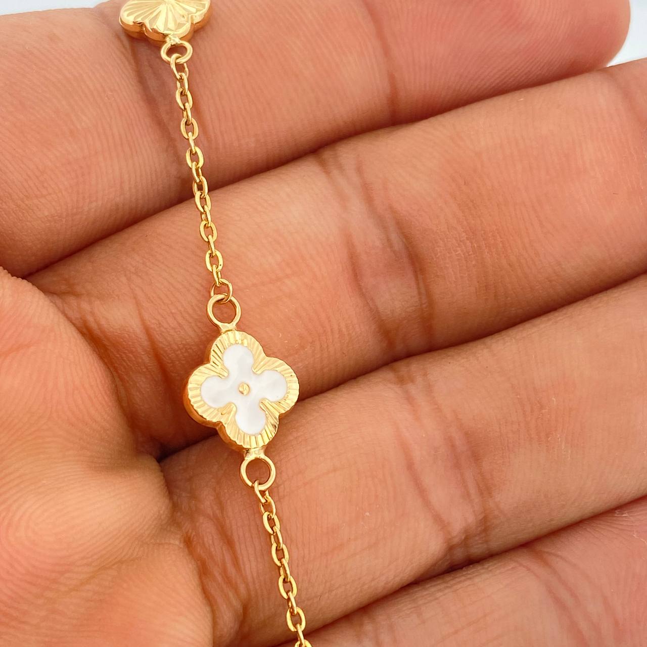Pulso Trebol Aro Seguido 3.45gr / 19cm / 1.2mm Oro Amarillo 18K %