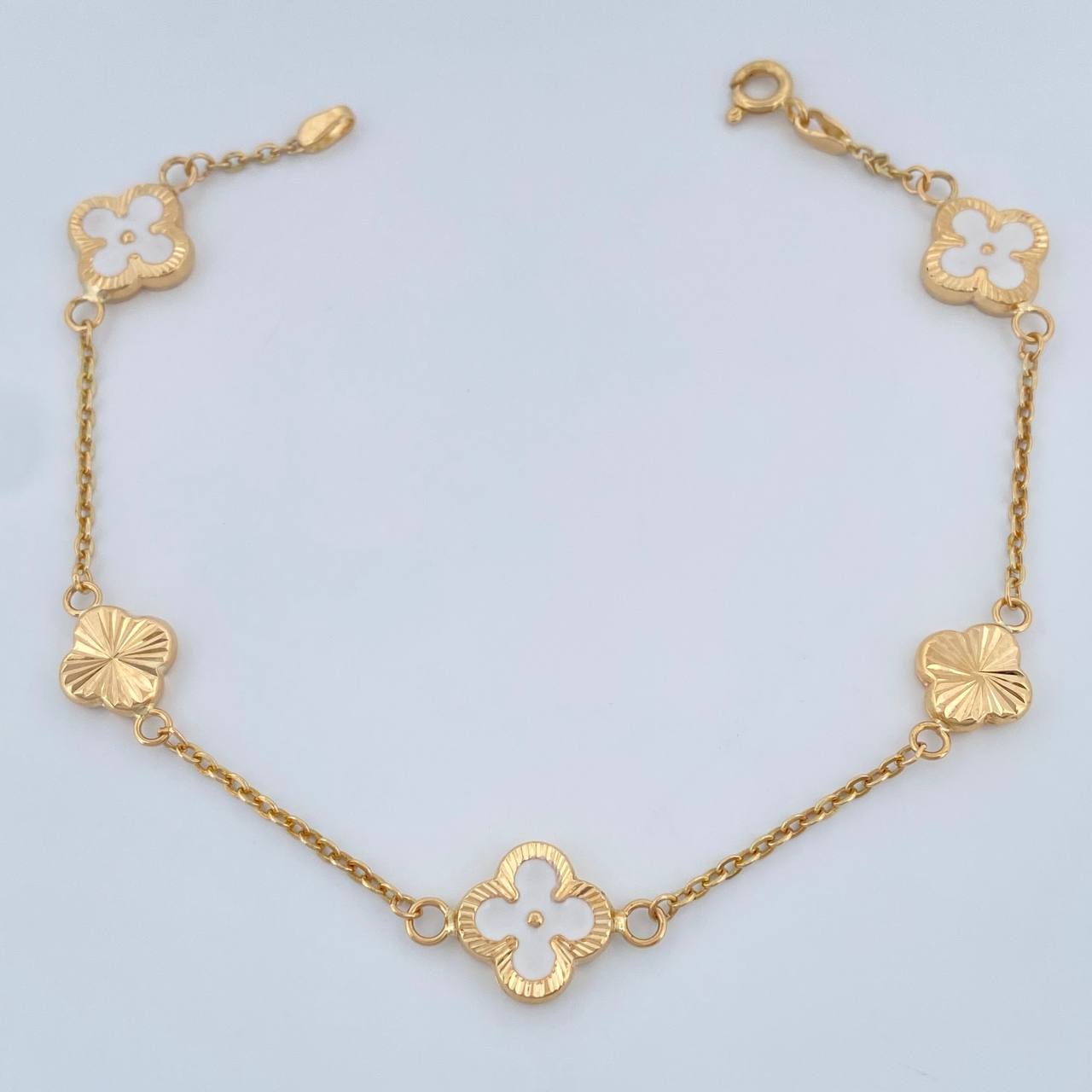 Pulso Trebol Aro Seguido 3.45gr / 19cm / 1.2mm Oro Amarillo 18K %