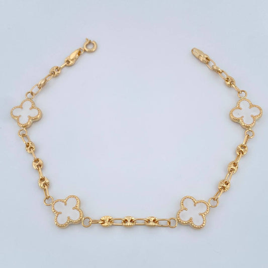 Pulso Trebol GC 4.25gr / 18.5cm / 2mm Oro Amarillo 18K %