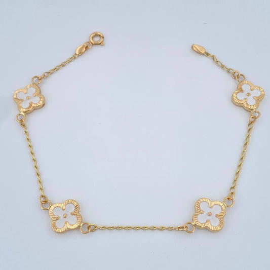 Pulso Trebol Espiga 3.55gr / 18.8cm / 1mm Oro Amarillo 18K %