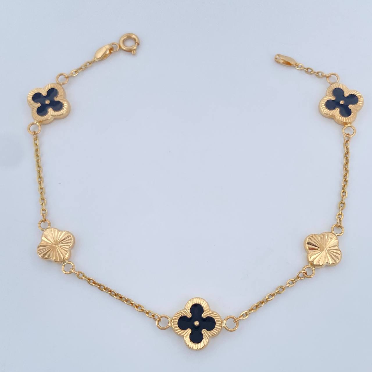 Pulso Trebol Aro Seguido 3.5gr / 18.5cm / 1mm Oro Amarillo 18K %