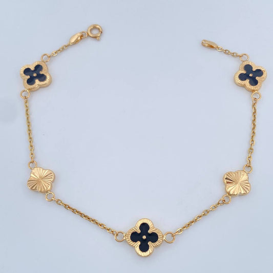 Pulso Trebol Aro Seguido 3.5gr / 18.5cm / 1mm Oro Amarillo 18K %