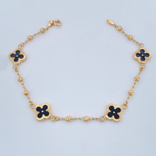 Pulso Trebol Militar 4.1gr / 19cm / 3mm Oro Amarillo 18K %