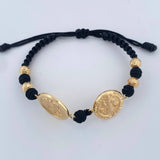 Pulsera Tejida Negra Doble 3.45gr / Oro Amarillo 18K %