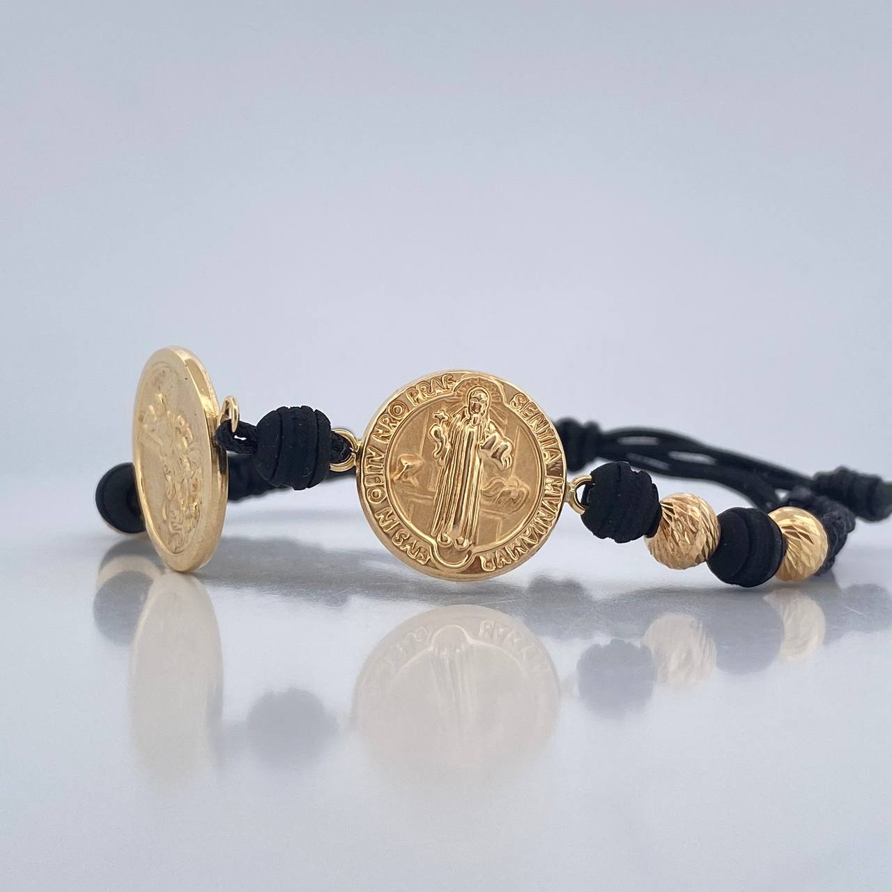 Pulsera Tejida Negra Doble 3.45gr / Oro Amarillo 18K %