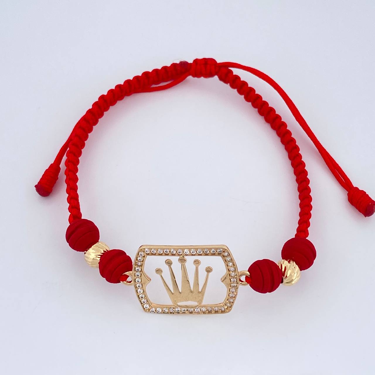 Pulsera Tejida Roja Corona RX 1.8gr / Oro Amarillo 18K %