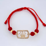 Pulsera Tejida Roja Corona RX 1.8gr / Oro Amarillo 18K %