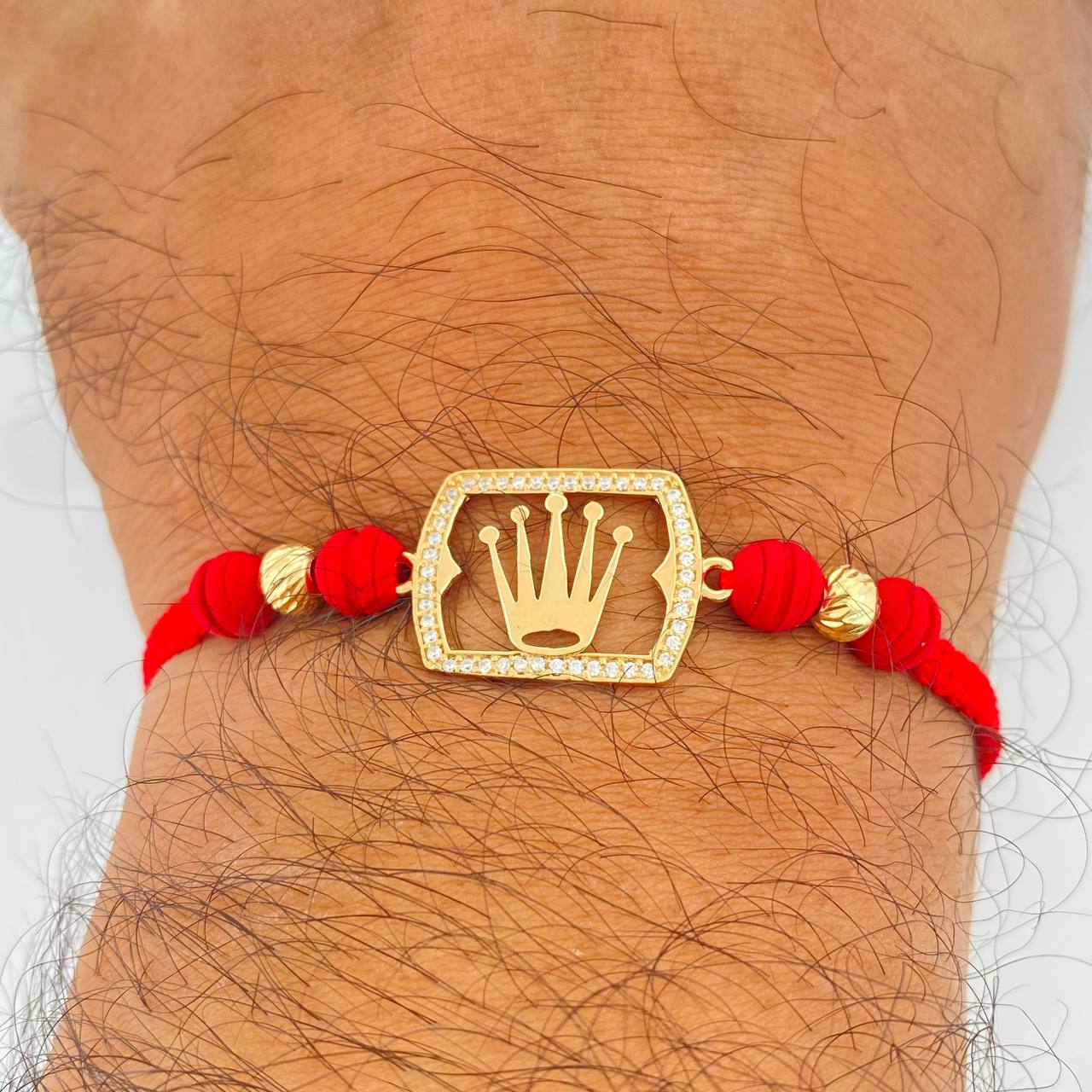 Pulsera Tejida Roja Corona RX 1.8gr / Oro Amarillo 18K %