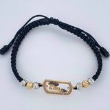 Pulsera Tejida Negra Caballo 2.85gr / Tres Oros 18K %