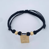 Pulsera Tejida Negra Virgen Del Carmen 2.15gr / Oro Amarillo 18K %