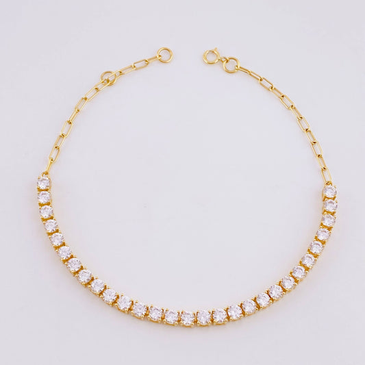 Pulso Modulable Tenis 5.4g / 20cm - 18.5cm / 3mm Oro Amarillo 18K