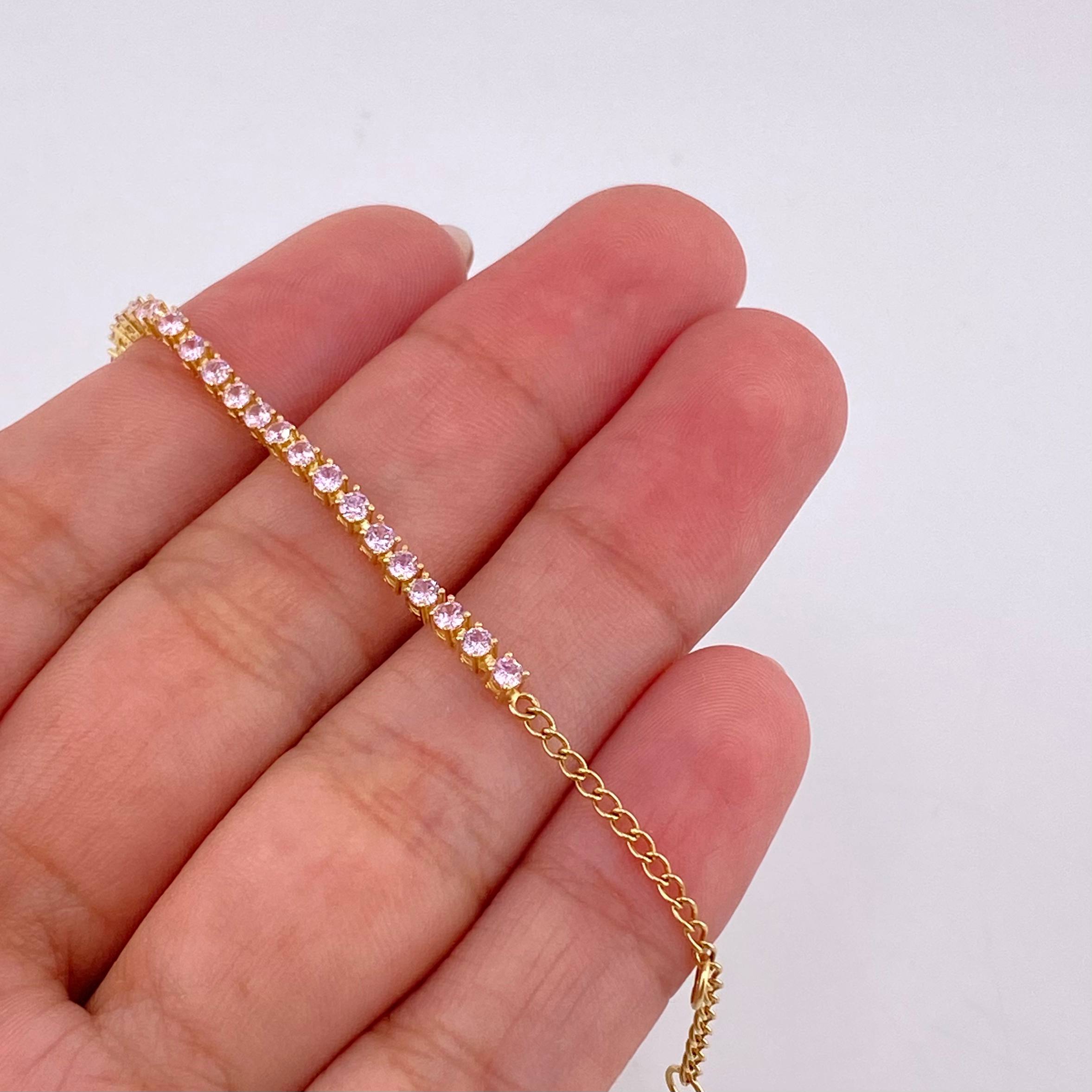 Pulso Modulable Tenis 2.95g / 18.4cm - 16.8cm / 2mm Oro Amarillo 18K