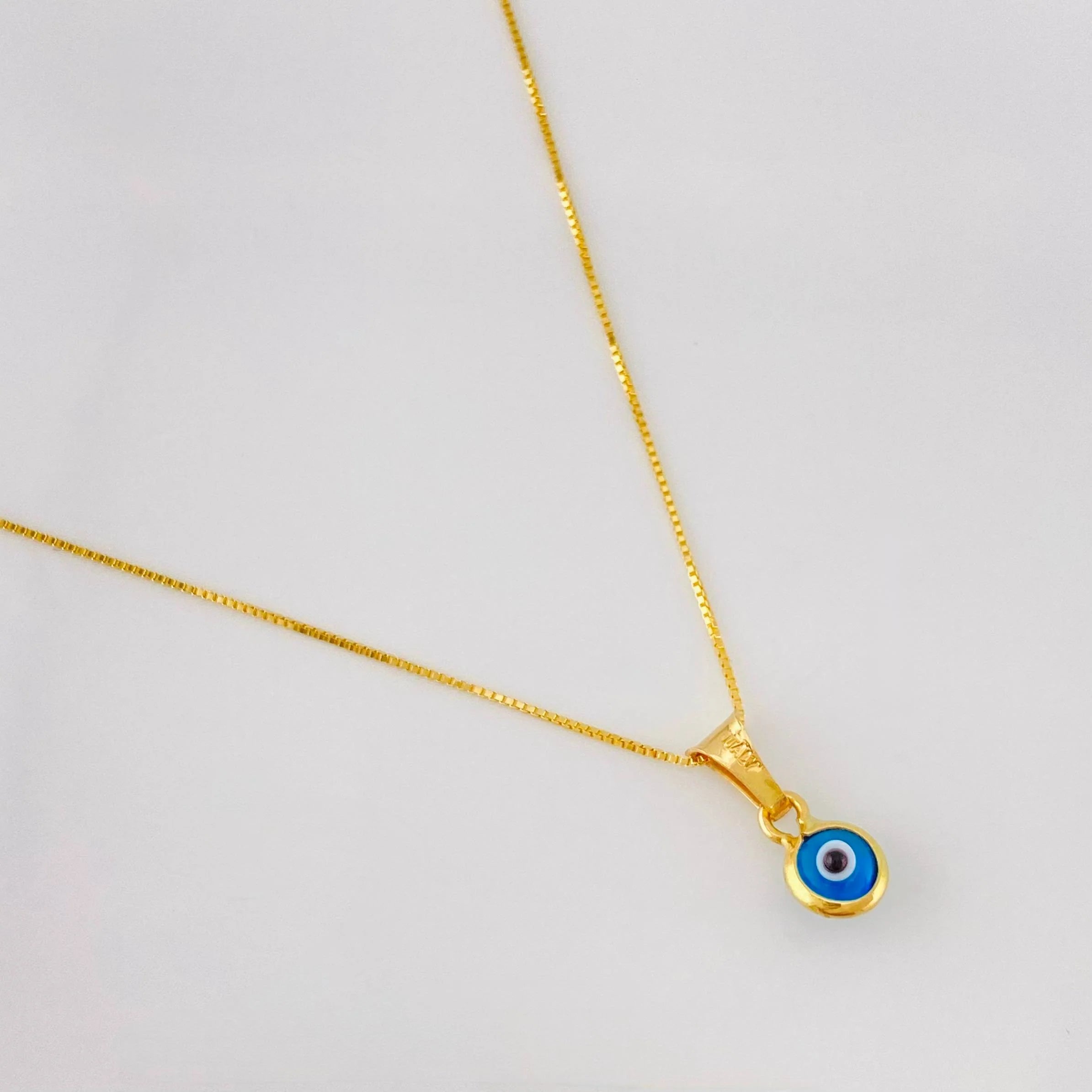 Set Cadena Veneciana + Dije Ojo Turco / 1.4g / 45cm Oro Amarillo 18K