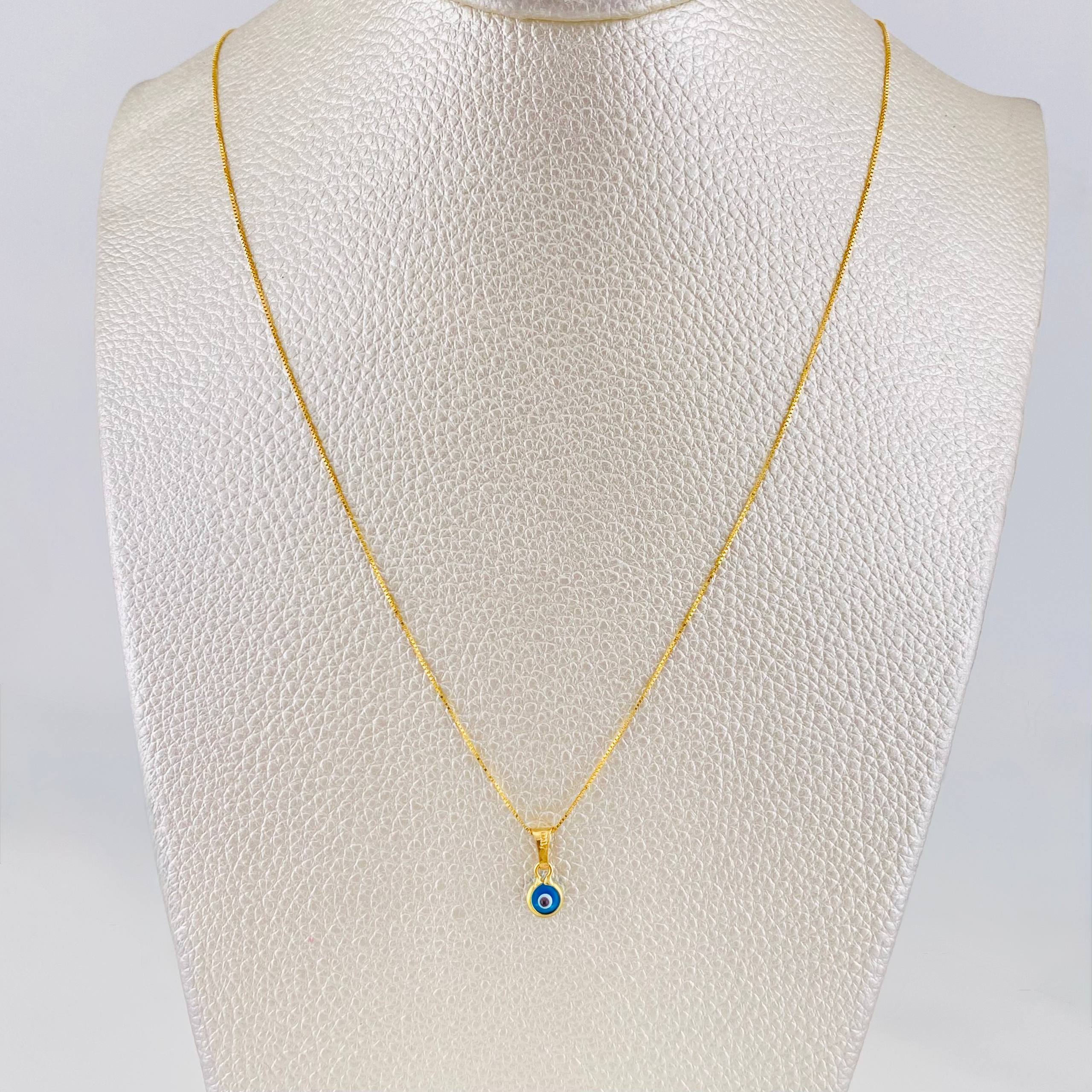 Set Cadena Veneciana + Dije Ojo Turco / 1.45g / 45cm Oro Amarillo 18K