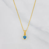 Set Cadena Veneciana + Dije Ojo Turco / 1.4g / 45cm Oro Amarillo 18K