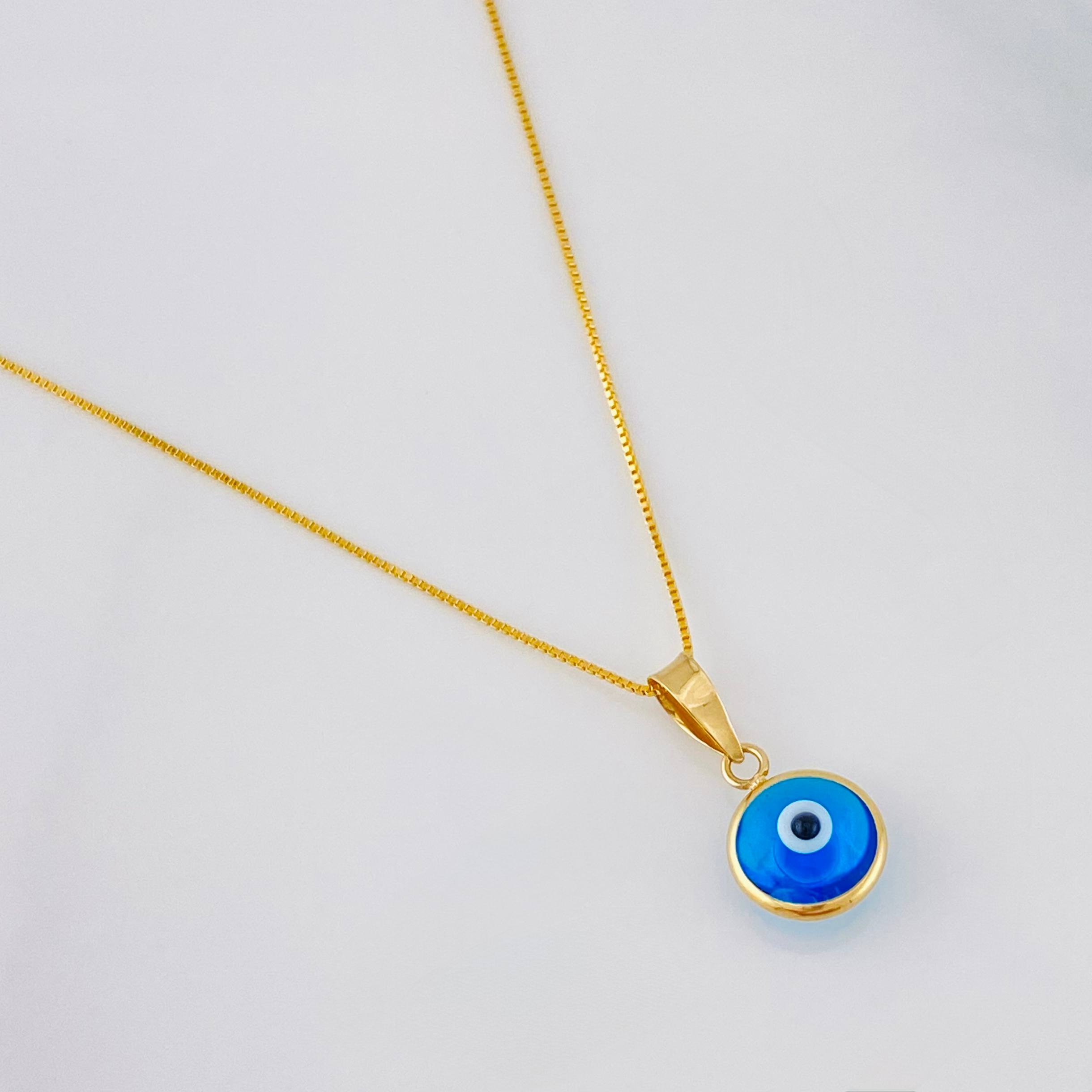 Set Cadena Veneciana + Dije Ojo Turco / 1.55g / 45cm Oro Amarillo 18K