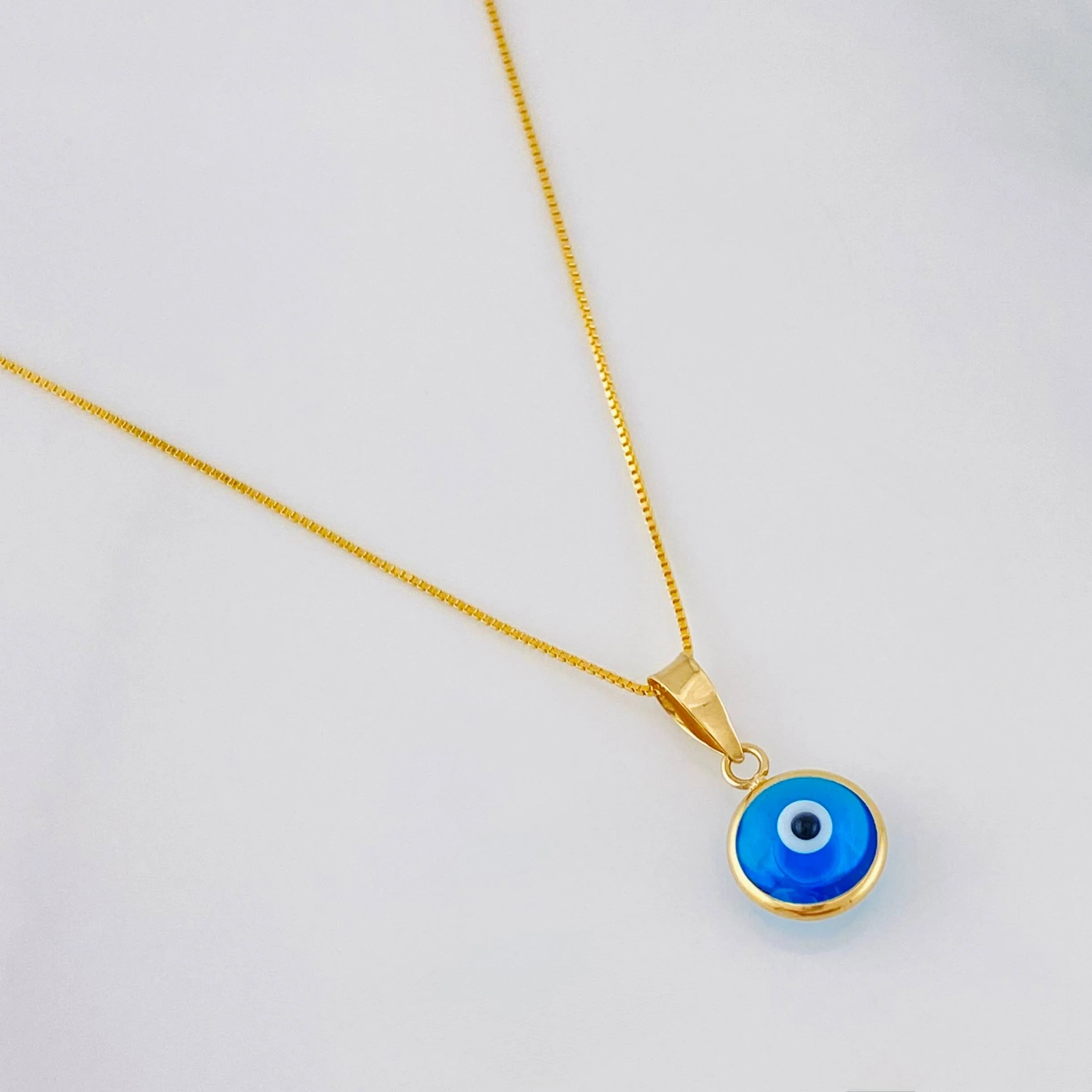 Set Cadena Veneciana + Dije Ojo Turco / 1.5g / 45cm Oro Amarillo 18K