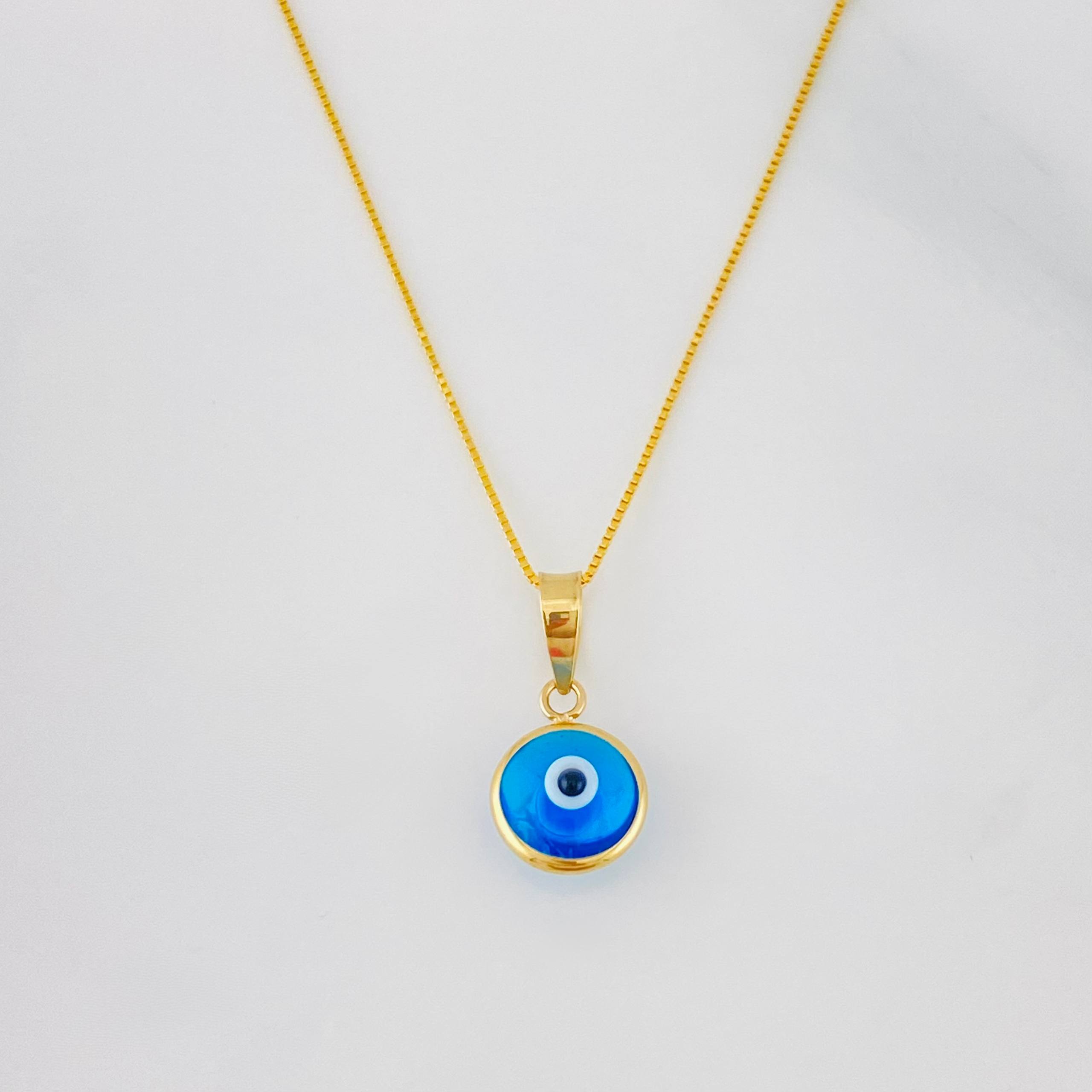 Set Cadena Veneciana + Dije Ojo Turco / 1.55g / 45cm Oro Amarillo 18K