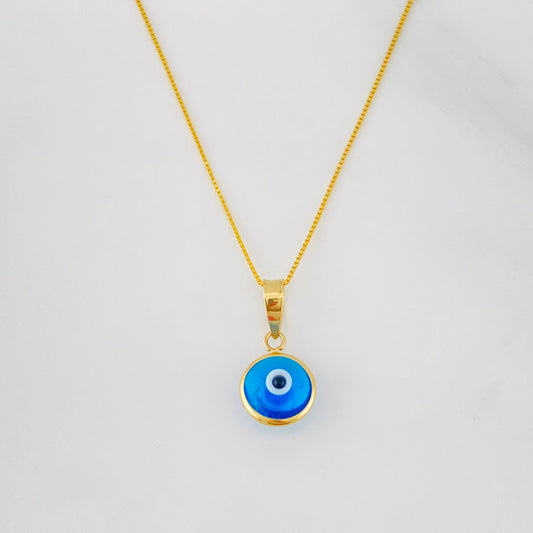 Set Cadena Veneciana + Dije Ojo Turco / 1.55g / 45cm Oro Amarillo 18K