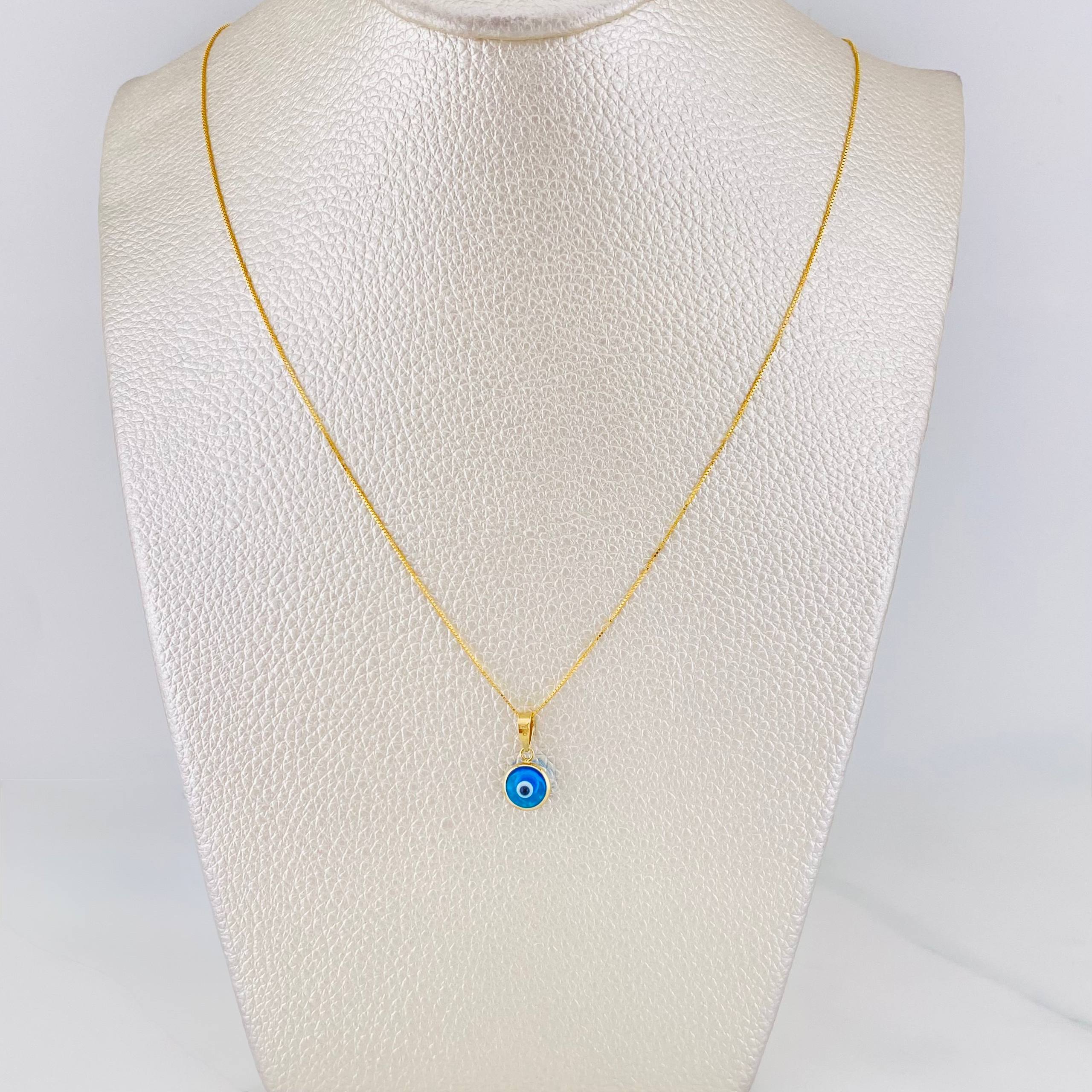 Set Cadena Veneciana + Dije Ojo Turco / 1.55g / 45cm Oro Amarillo 18K