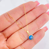 Set Cadena Veneciana + Dije Ojo Turco / 1.55g / 45cm Oro Amarillo 18K