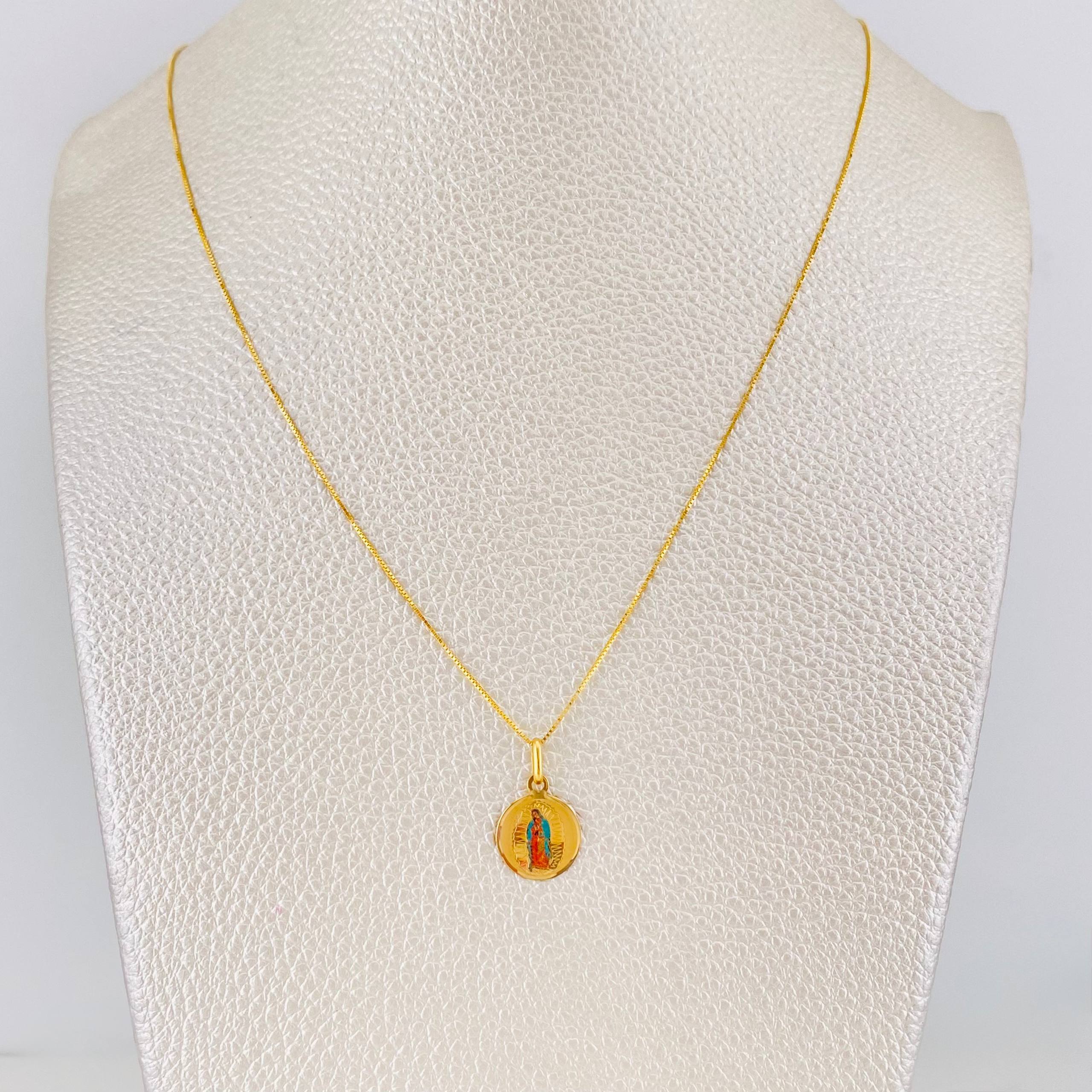 Set Cadena Veneciana + Dije Virgen de Guadalupe / 1.6g / 45cm Oro Amarillo 18K