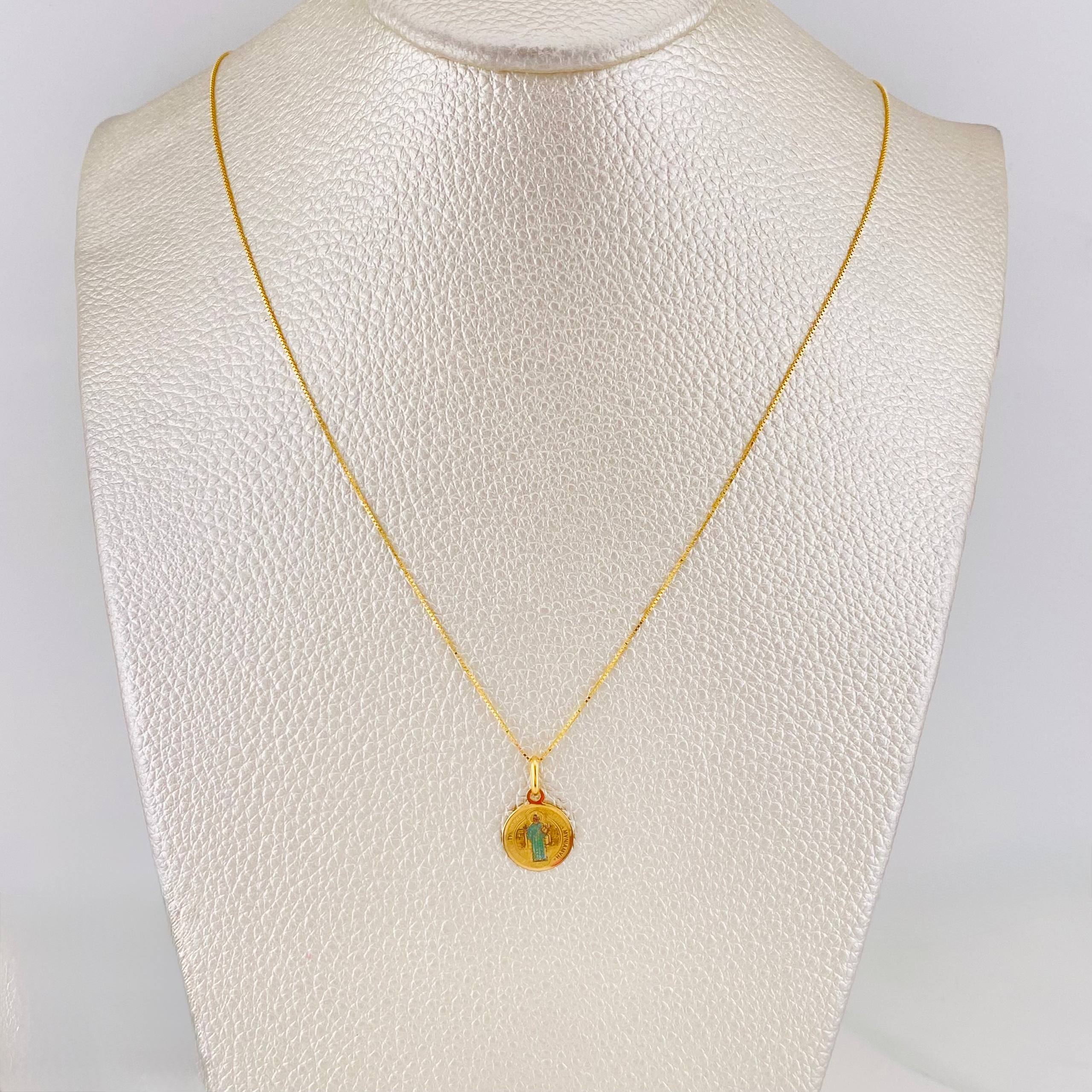 Set Cadena Veneciana + Dije San Benito / 1.55g / 45cm Oro Amarillo 18K