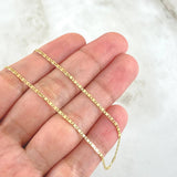 Cadena Plana 3.1gr / 45cm / 2mm Diamantada Oro Amarillo+3 18K
