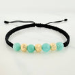 Pulsera Tejida Negra Morralla Esmeralda 4 Und / 5Mm Oro Amarillo 18K