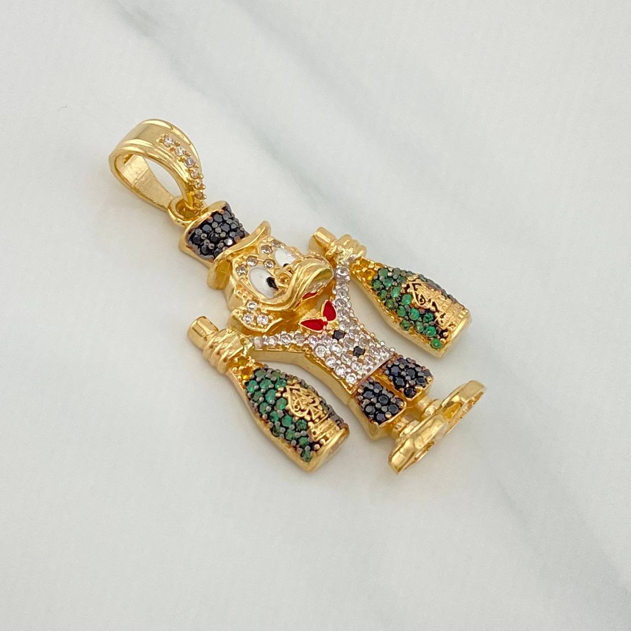 Dije Pato Botella Champagne 9 g / 3.7 cm Tres Oros 18K