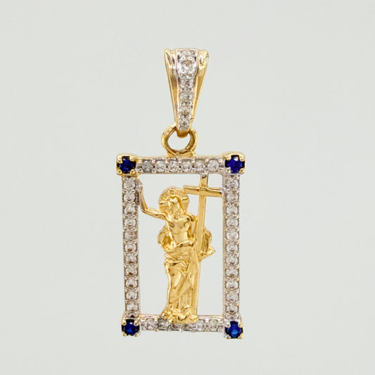 Dije Jesus Resucitado 2.4 g / 2.4 cm Dos Oros Amarillo Blanco 18K