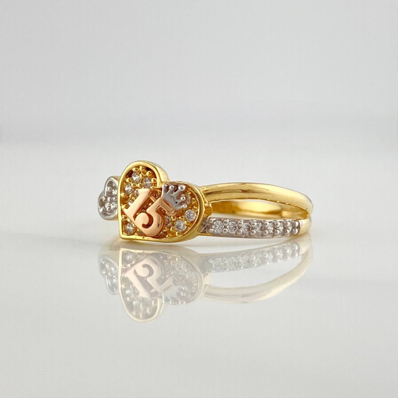 Anillo Corazon 15S 2.15 g / T7 1/4 Tres Oros 18K